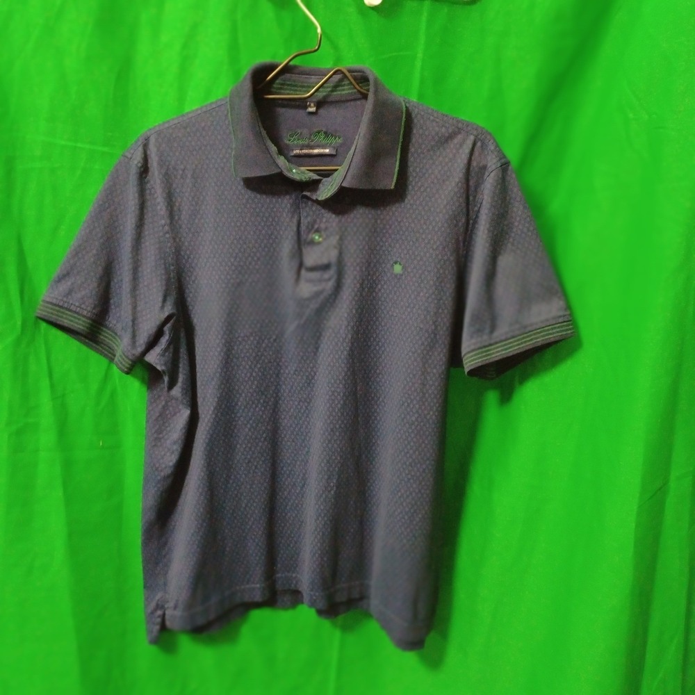 Louis Philippe Men XL Tailored Fit Polo Shirt Navy Blue Cotton GLPKP514M11588QAP